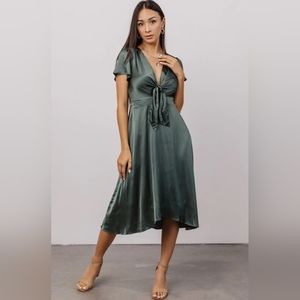 Poppy Satin Midi Dress in green by Baltic Born. It is an XL.
